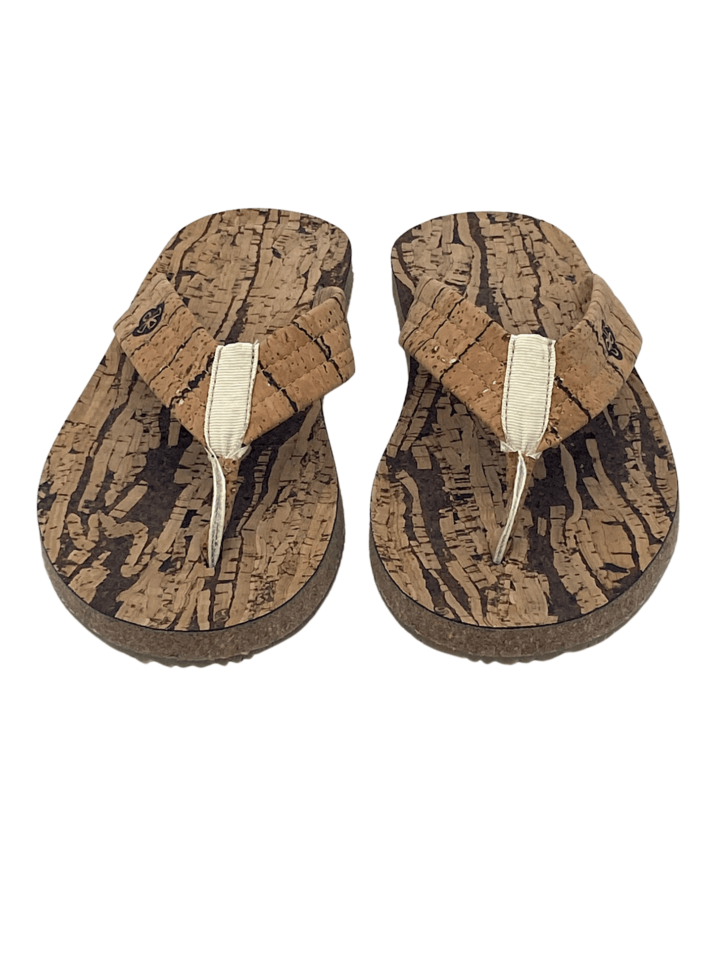 Natural Cork Sandal front view on white background, showing cork footbed and recycled rubber sole